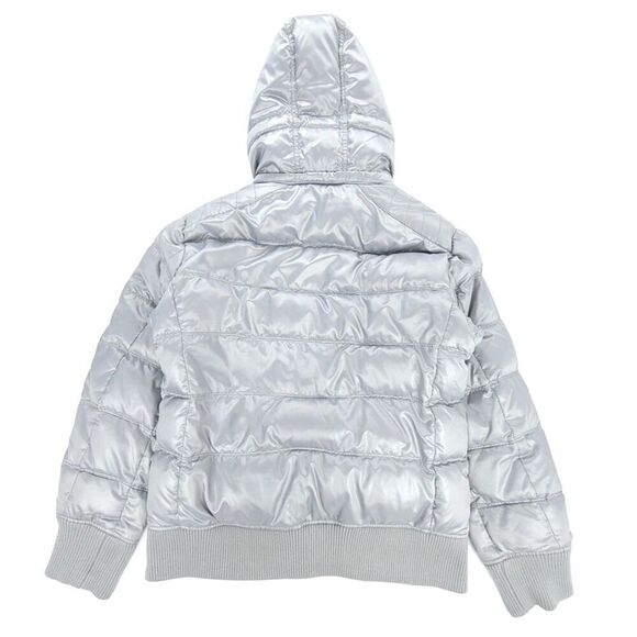 UNIQLO Gorpcore Metallic Silver Chrome Down Puffer Hoodie Jacket Parka Large - Picture 7 of 12